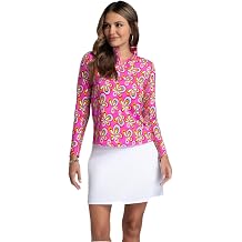 IBCOOL Athleisure Wear Sun Protective UPF 50+ Icefil Cooling Arya Print Long Sleeve Mock Neck Top - 10109