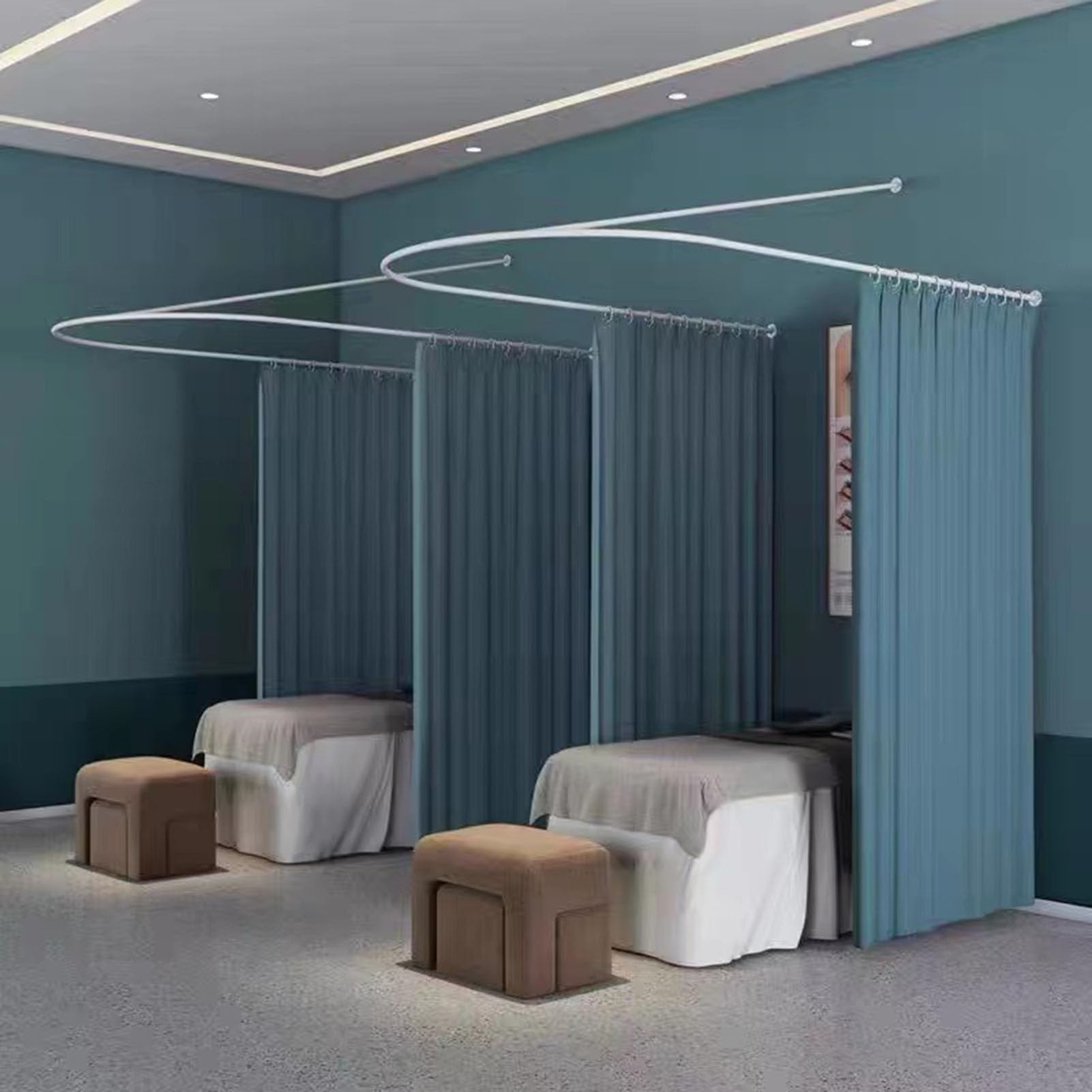 GJMSSMY UShaped Privacy Partition Curtains for Beauty Salons Metal Support Track WallMounted Rod Modern Area Separator for Wedding Dress Shops Spas Bedrooms