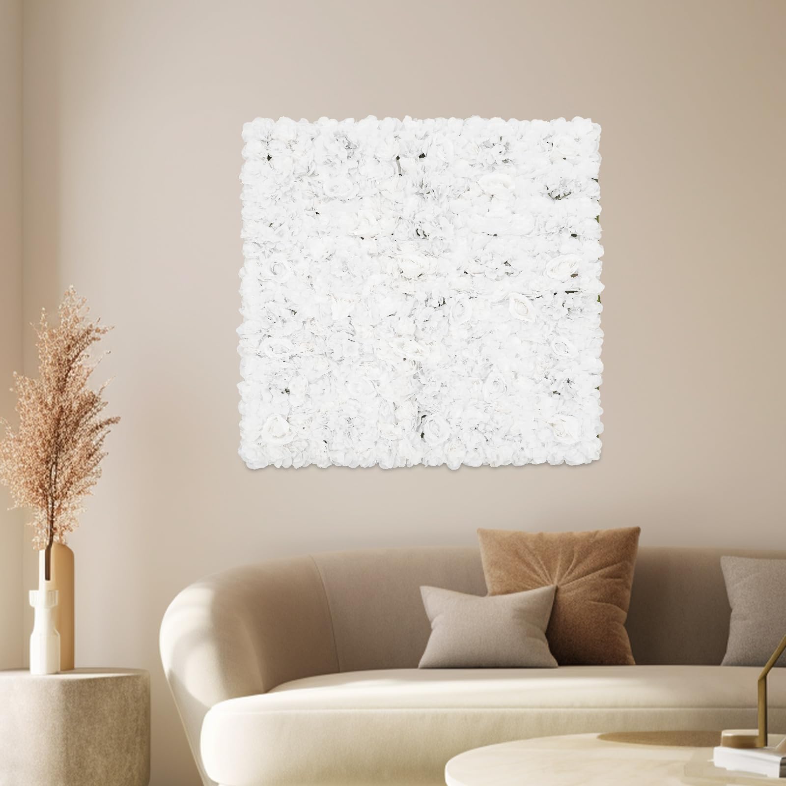 Panel de pared de flores, 1 x 1 m, pared de flores, flores de seda, decoración de pared cuadrada, decoración de pared para bodas, fiestas, accesorios de estudio fotográfico, etc, verde y
