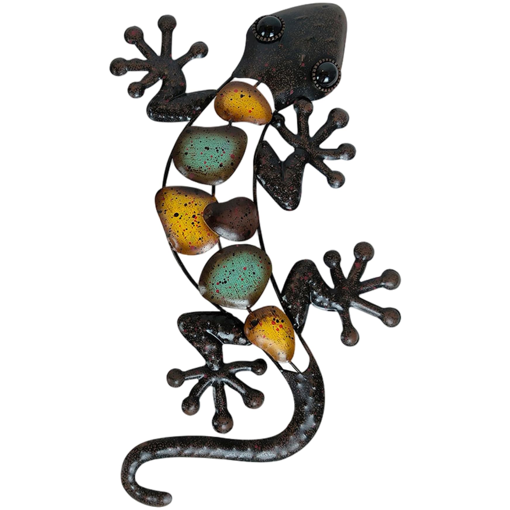 Hbbgdiy Metal Wall Crawler Gecko 7.5x14.6 Inch Lizard Sculpture Outdoor Wall Art for Fence Garden Patio Yard Home Bedroom Living Room Decorative Ornament