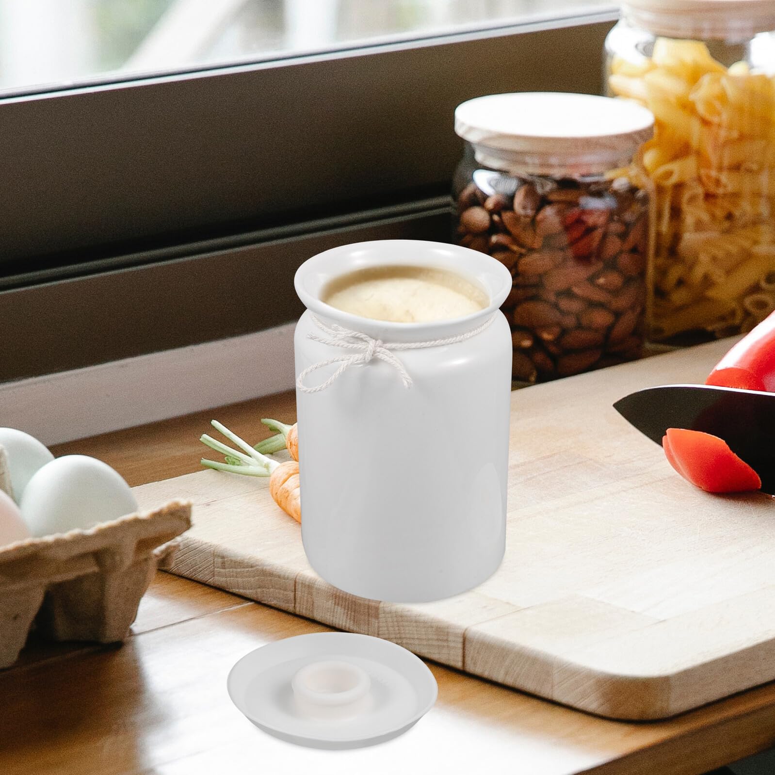 Keramik Gewürzbehälter 800ml mit Deckel und Silikonverschluss Vielseitige Küchenaufbewahrungsdose für Chiliöl und Gewürze Leicht zu Reinigen für Esszimmer und Hotel