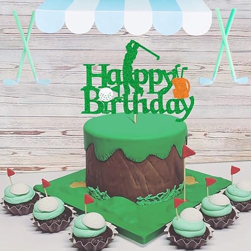 Miniatura 4 de Decoración para tartas de golf, decoraciones de cumpleaños con purpurina para hombres y niños, temática de jugadores de golf, suministros de fiesta