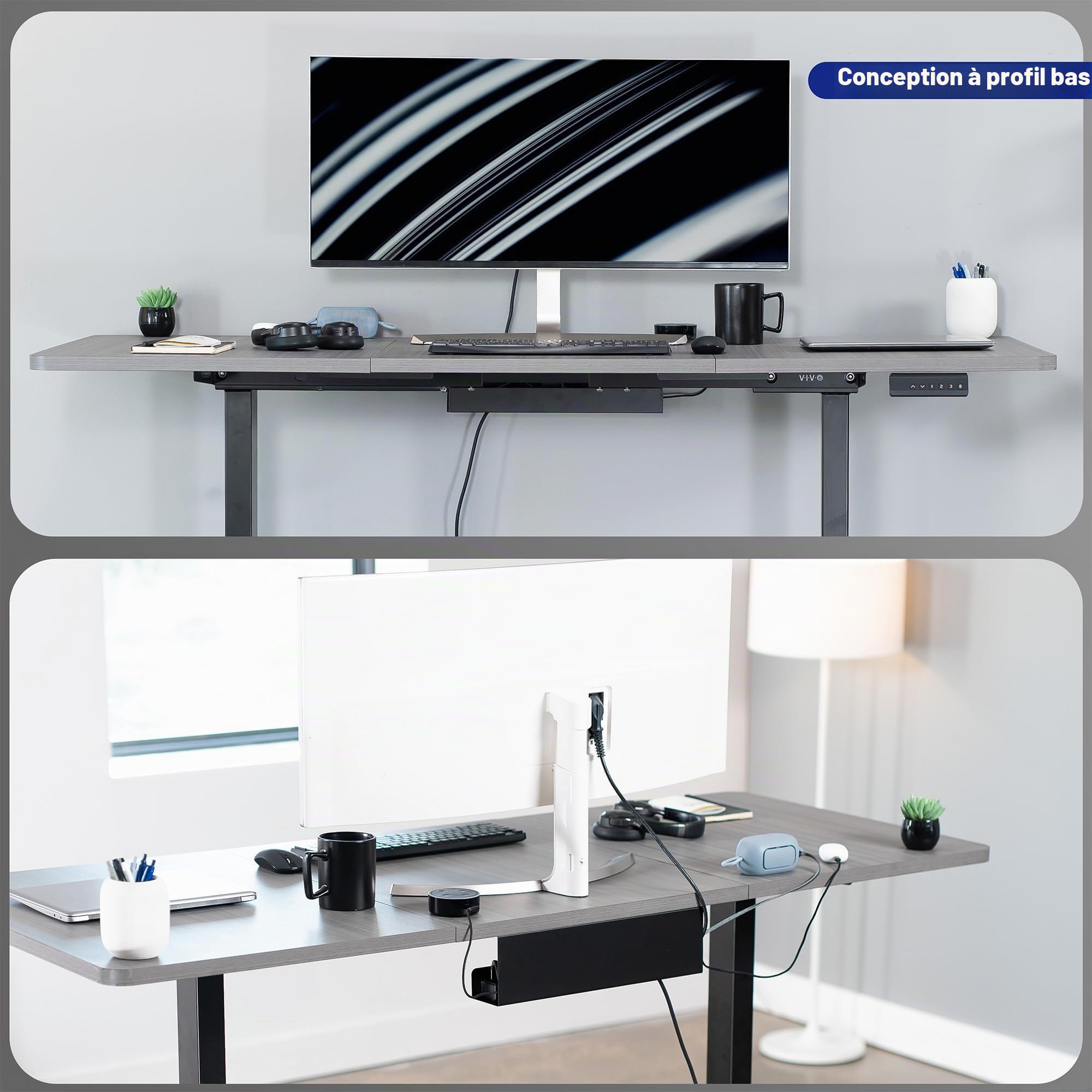 Vivo DESK-AC06-1C Plateau de Gestion de câbles, Support de multiprise, Organisateur de câbles, pour Bureau et Maison, Noir, 43,2 cm