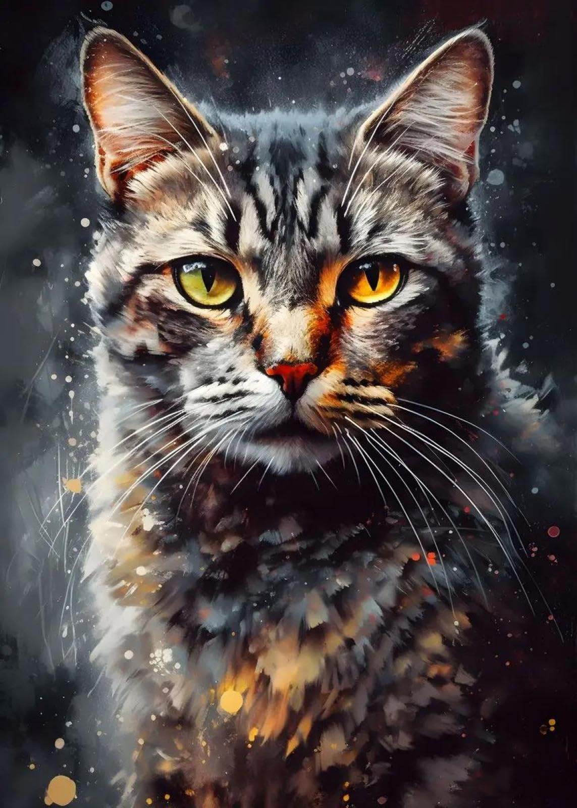 Art mural chat aquarelle poster graffiti grand format 60x90cm sur toile - 6
