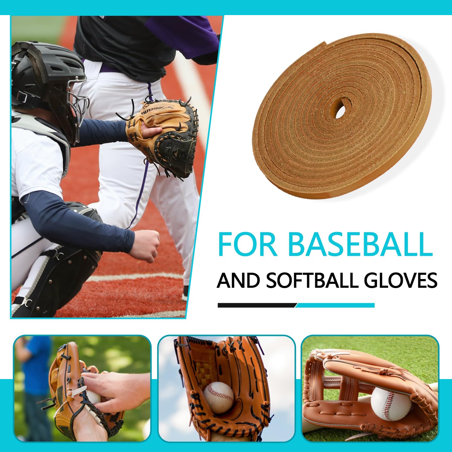 Kit di riparazione per guanti da baseball, guanti in pizzo, 2 lacci in pelle e 2 aghi per legare guanti