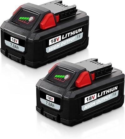 7.0Ah 18V Battery Replacement for Milwaukee 18V 48-11-1850, 2-Pack