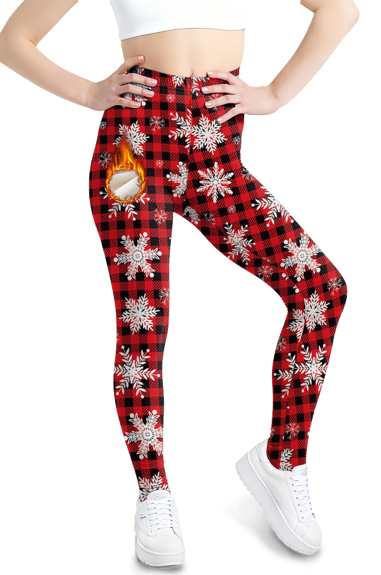 BesserBay Girls Ugly Christmas Leggings Fleece Lined Thick Stretch Yoga Pants 6-14 Years