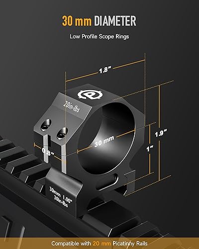 Miniatura 4 de Pinty Anillos para mira de 30/34 mm, juego de 2 monturas de mira para rifle de 45°, anillos de montaje de mira de aleación de aluminio con altura