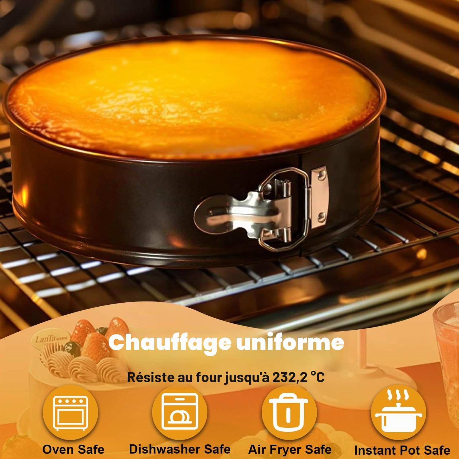 STARVAST 5 Pcs Moule à Gateau Rond à Charnière 14/18/20/24/26 CM, Moule à Gàteau Rond 5 Étages en Acier au Carbone, Moule à Gâteau à Charnière avec Fond Amovible pour Faire Gâteaux/Pizzas/Pain