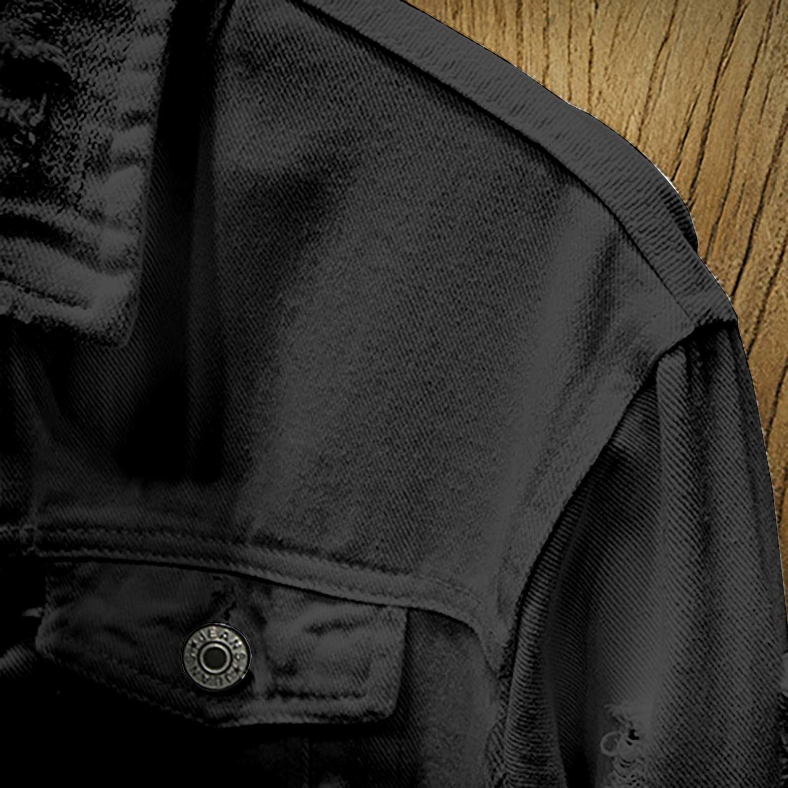 Generisch Giacca di jeans da uomo, 3 pezzi, slim fit, comoda giacca da mezza stagione con tasca sul petto e button down in denim, tinta unita, casual, traspirante, leggera, per tutti i giorni
