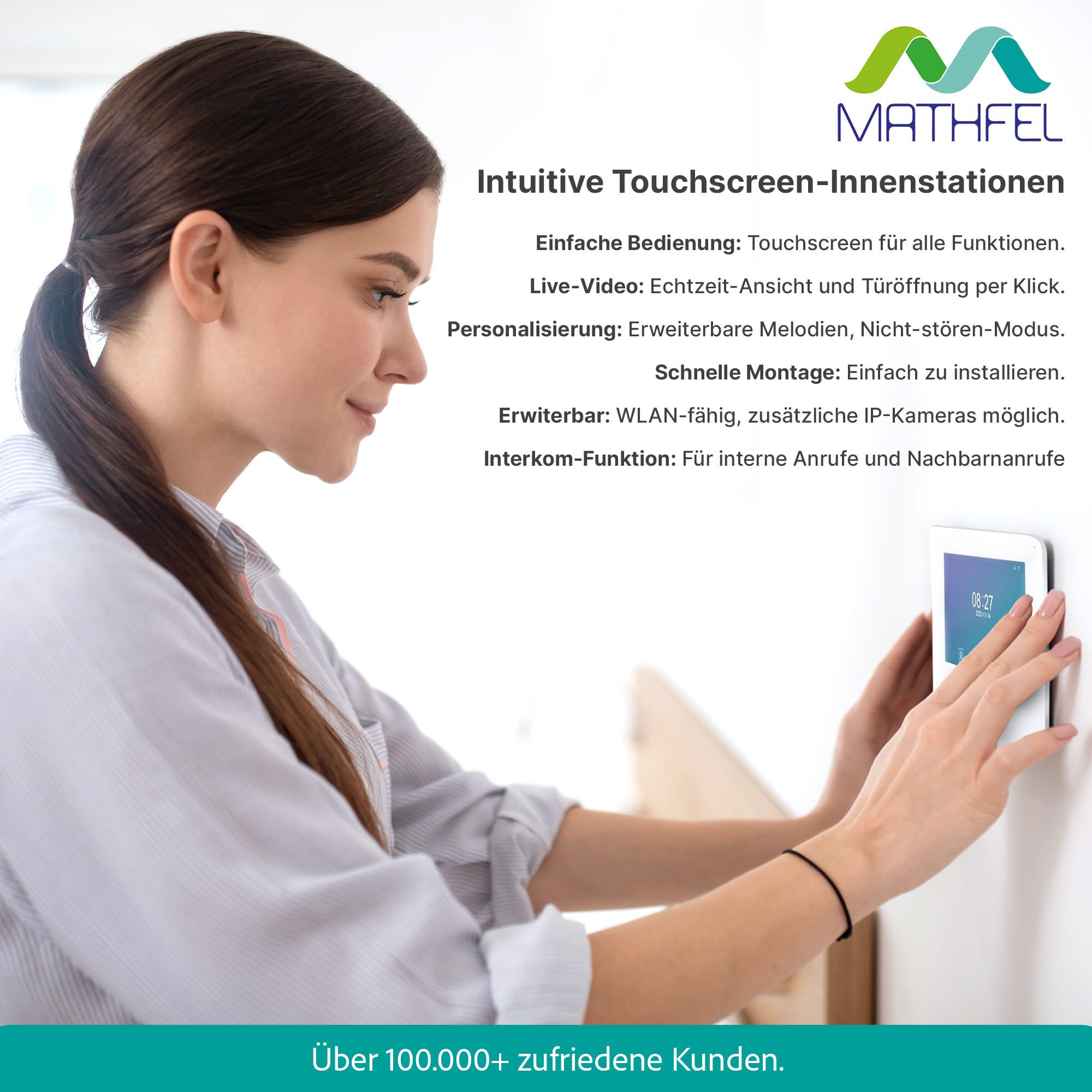 MATHFEL Video Türsprechanlage für 2 Familienhaus mit 2 Jahren Garantie - 7-Zoll 2 Megapixel Full HD Kamera mit Weitwinkel und Fingerprint - Türklingel mit Kamera 2 Familienhaus