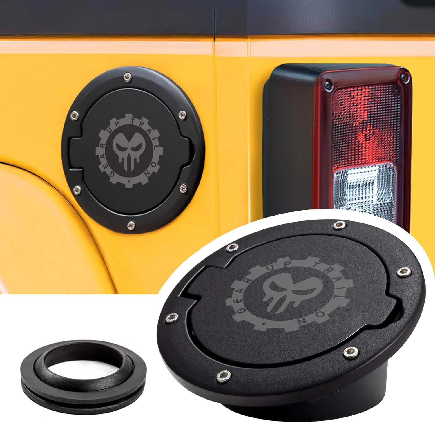 Gas Cap Cover for Jeep Wrangler 2007-2018 JK Unlimited Rubicon Sahara, Jk Wrangler Fuel Door Locking Banhao Gas Tank Door Gas Cap Rplacement