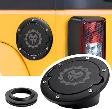 Gas Cap Cover for Jeep Wrangler 2007-2018 JK Unlimited Rubicon Sahara, Jk Wrangler Fuel Door Locking Banhao Gas Tank Door Gas Cap Rplacement