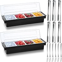 Vista 1 de 2 bandejas de guarnición refrigeradas por hielo, barra de cubierta, contenedor de condimentos con tapas y servidor de condimentos refrigerado