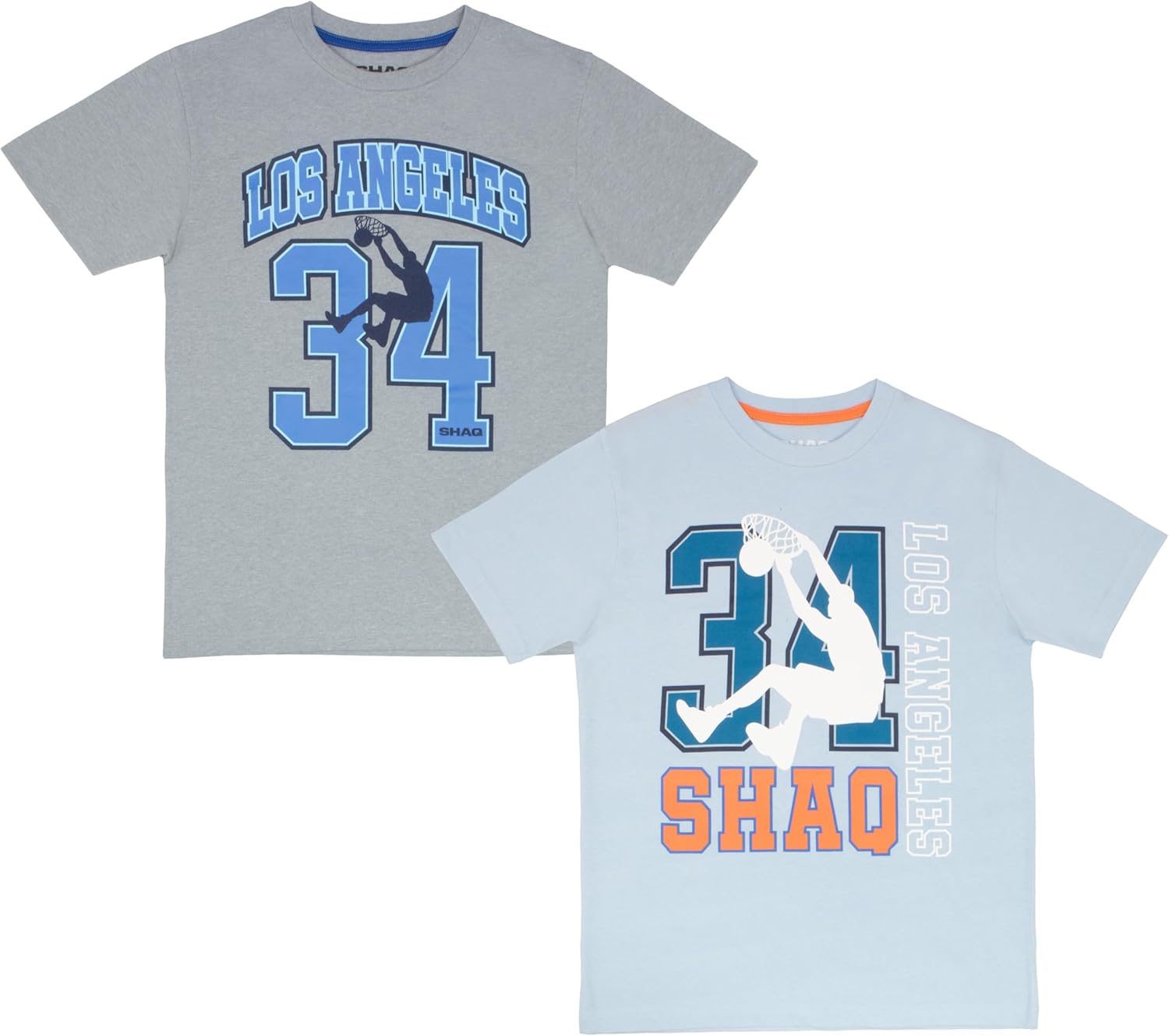 Shaq Boys’ T-Shirt 2-Pack - Soft Breathable Short Sleeve Crewneck T-Shirts, Comfortable Everyday Graphic Tees for Kids
