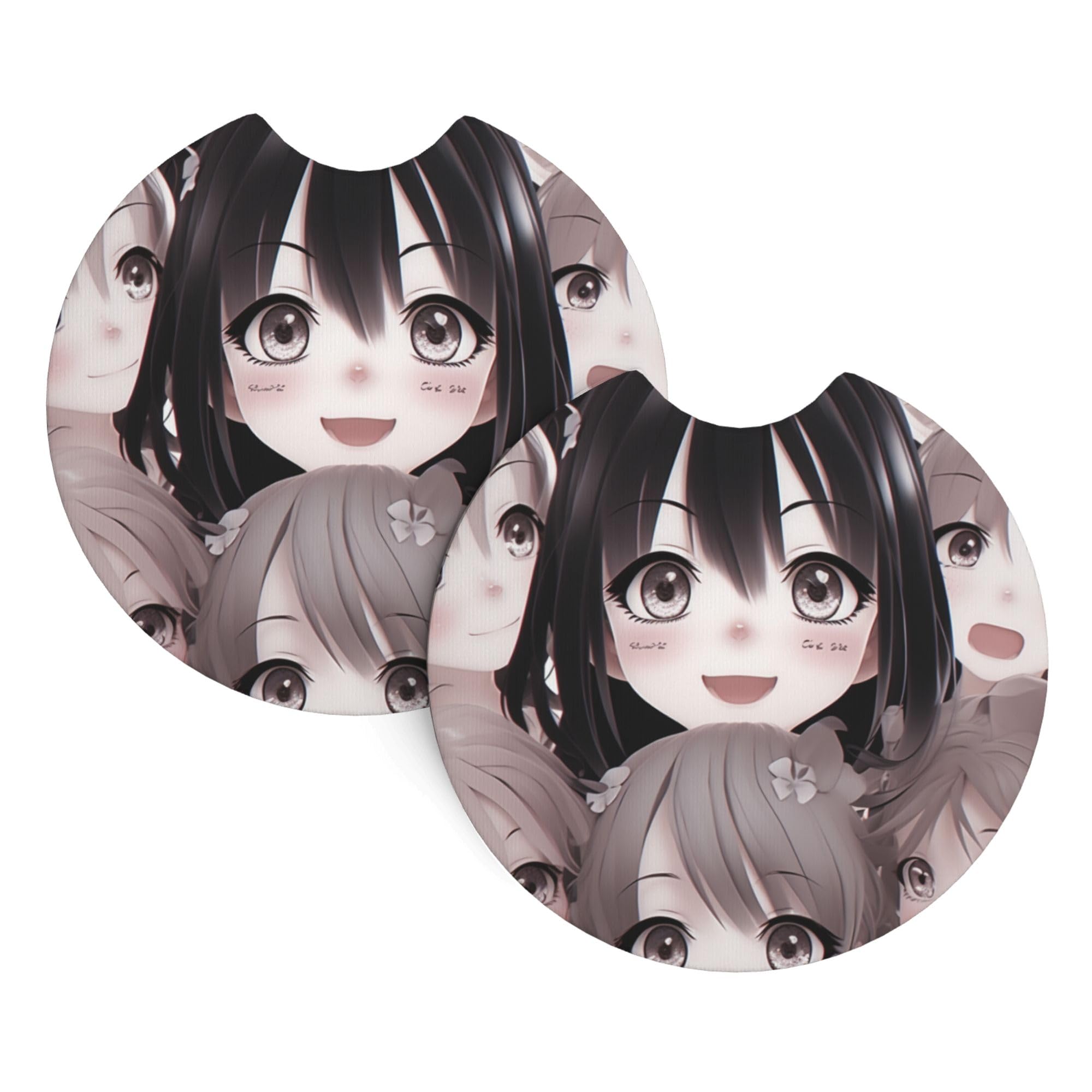 Car Cup Coasters Funny Anime Printed 2-Pack Universal Non-Slip Insert Car Cup Holder Coasters - Cute Automotive Interior Accessories (Funny Anime)