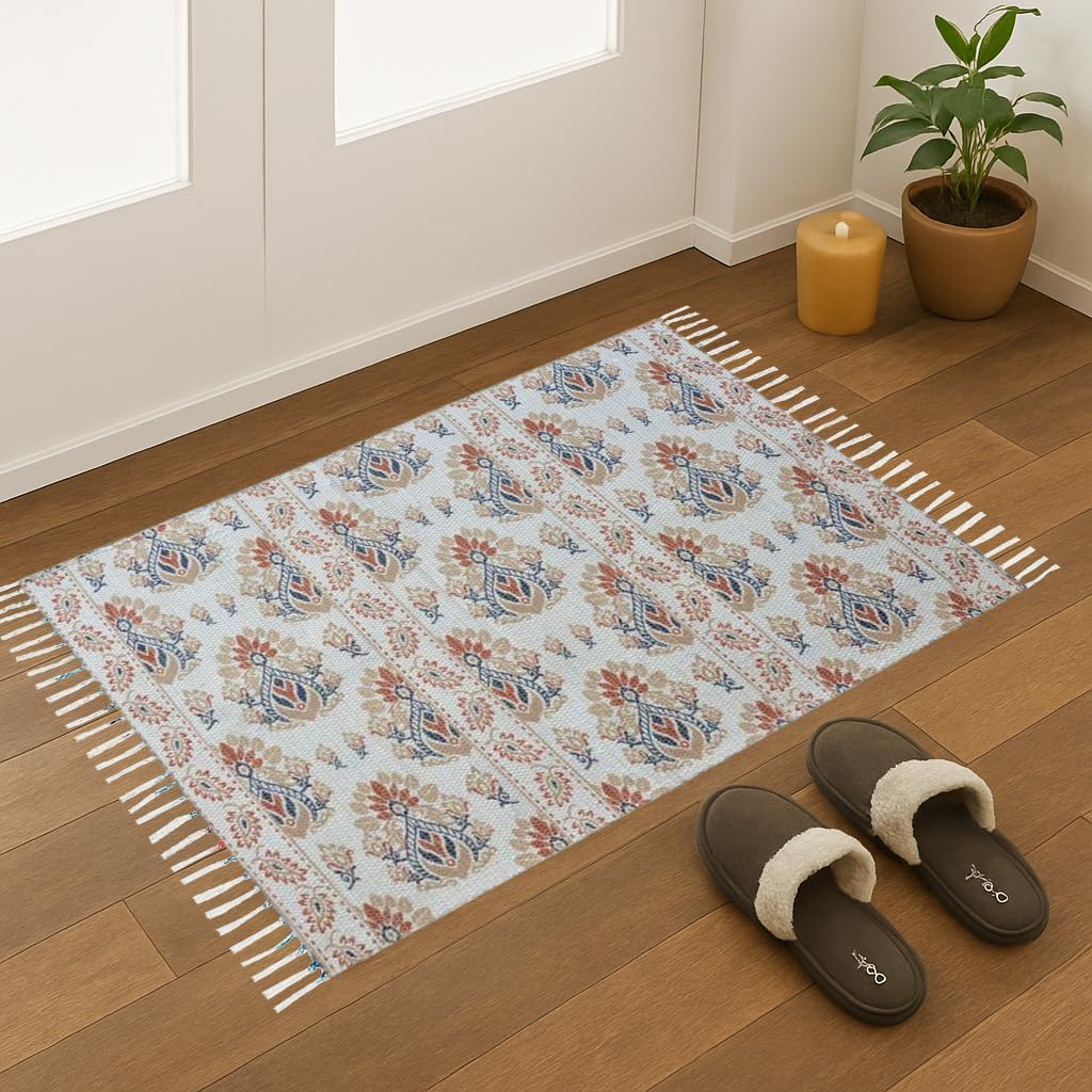 TRENDECOR Printed Handmade Dhurrie 3 x 2 Feet Carpet Rug Runner and Carpets for Living Room/Drawing Room/Bedroom/Home (Design 3) 2x3 ft
