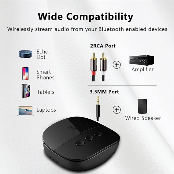 eppfun Bluetooth 5.2 Receiver,Bluetooth Audio Adapter with NFC, USB, TF Card Slot, 3.5mm AUX/RCA for Home Music Streaming Stereo System