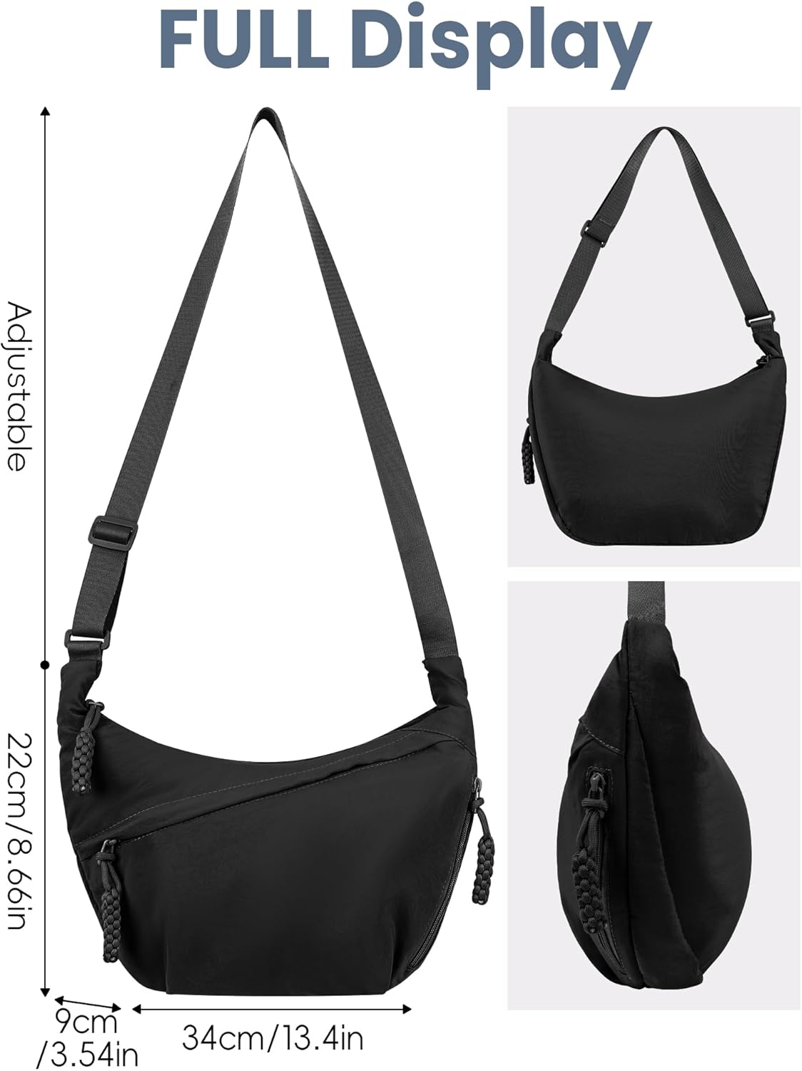 Women Daily Dumpling Bag Solid Color Crossbody Bags Casual Travel Adjustable Strap Multi Pockets Chest Bag