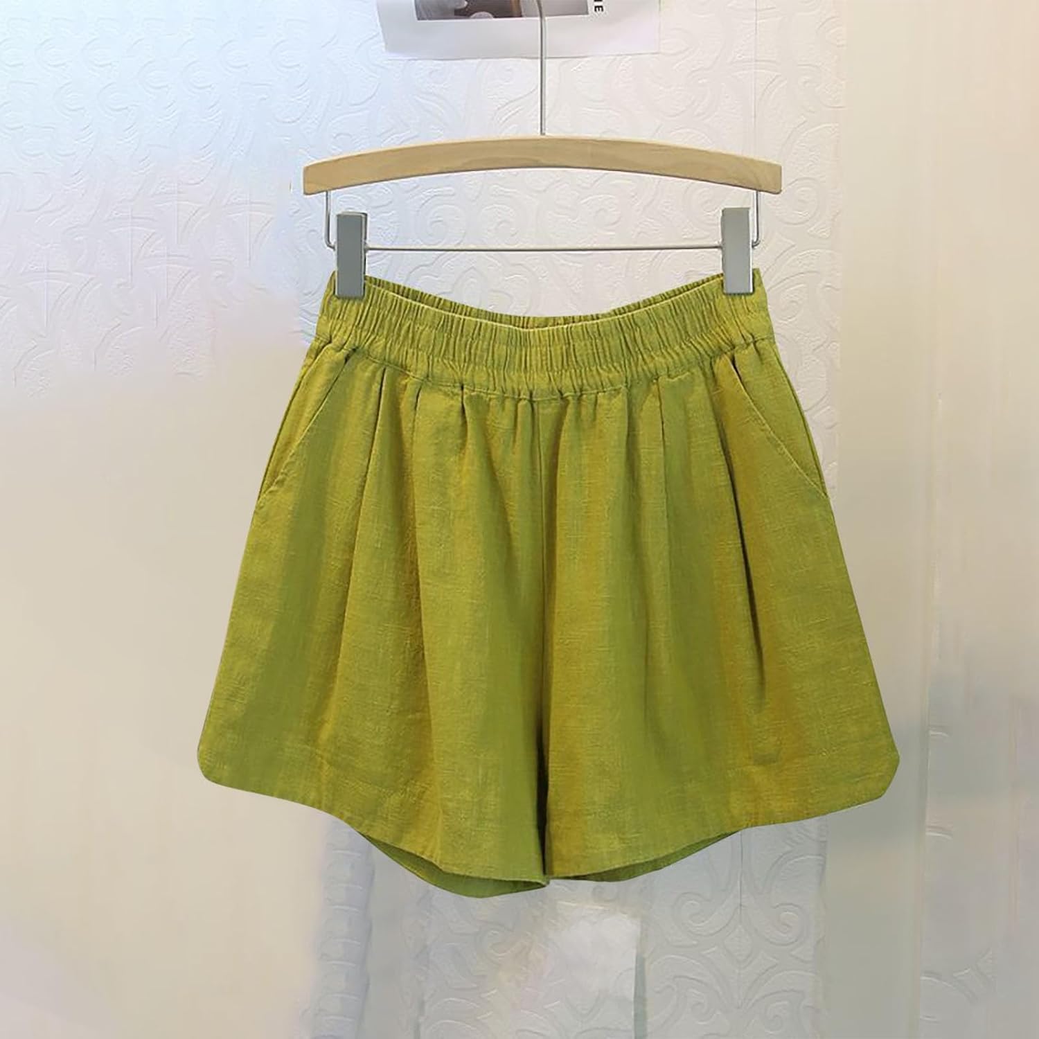 Boys Girls Linen Shorts Casual Pull-On Elastic Waist Summer Beach Shorts Cotton Linen Wide Leg Summer Teen Short