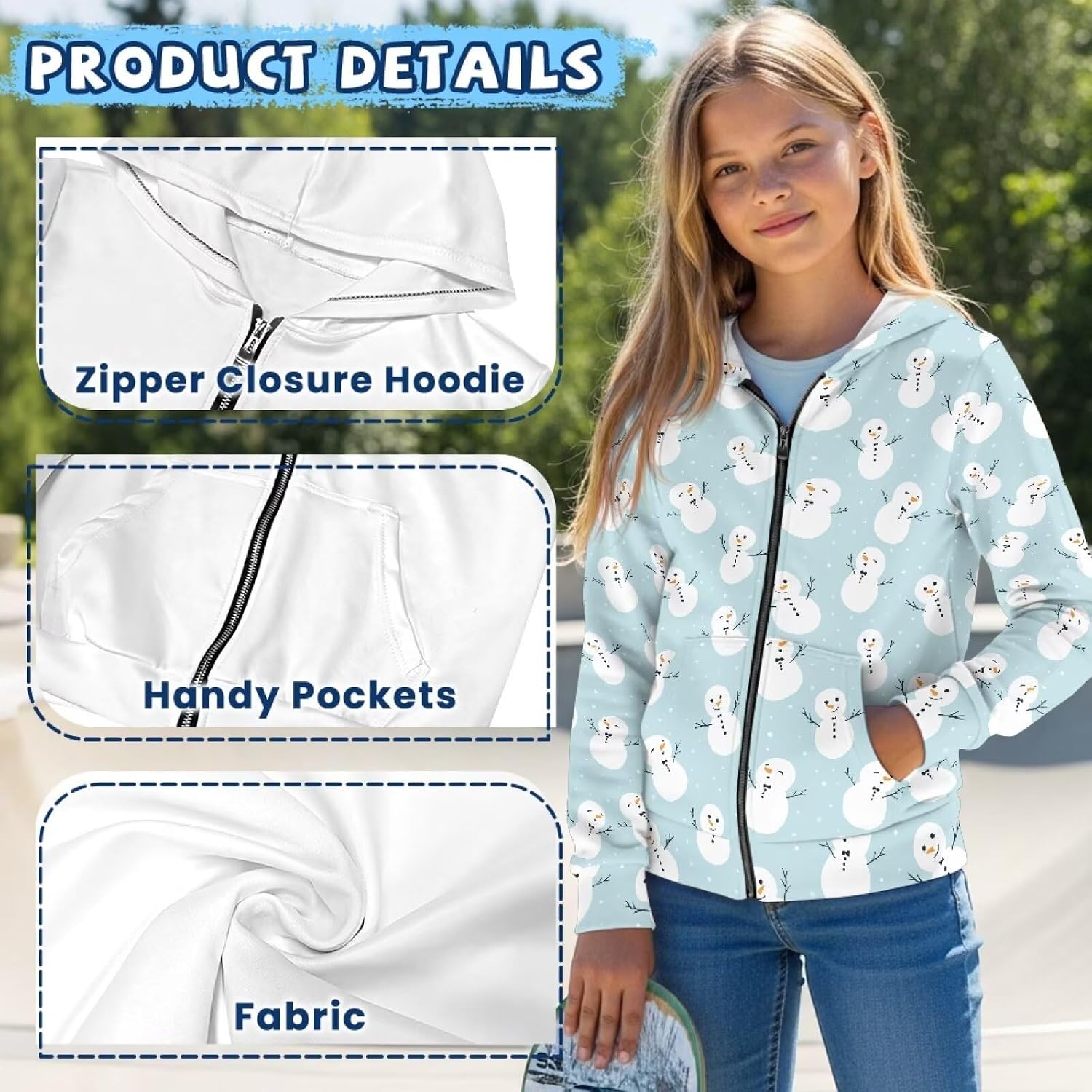 Zip-up Jacket for Boy Girl With Pocket Kids Fashion Oversized Sweatshirt Fall Winter Outwear