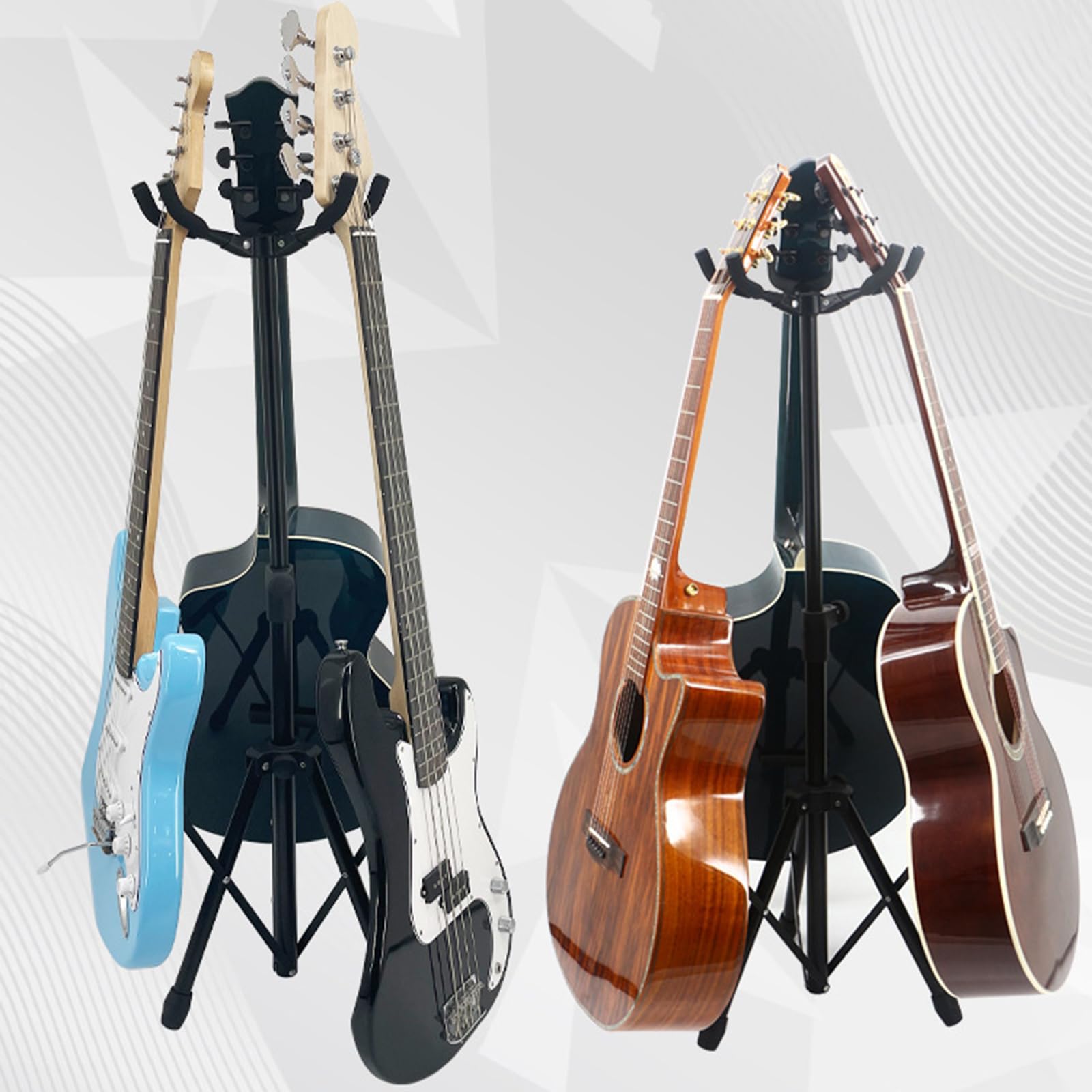 Universals Akustik Gitarrenständer Klappbarer Instrumentenständer mit 3 Halshaltern für Gitarre, Bass, Violine, Ukulele
