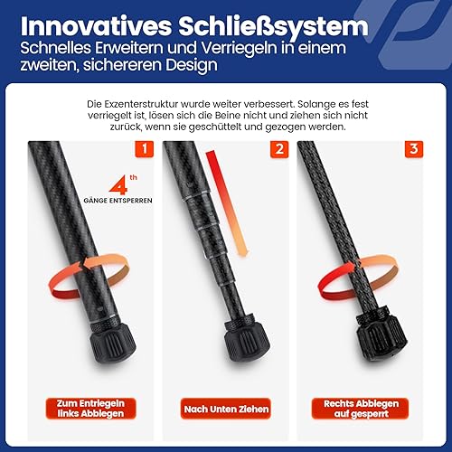 Vista 61 de Fotopro Trípode de fibra de carbono para cámara de 2 libras ultraligero 62 pulgadas trípode de cámara de viaje carga máxima 22lbs X-Aircross 3 gris