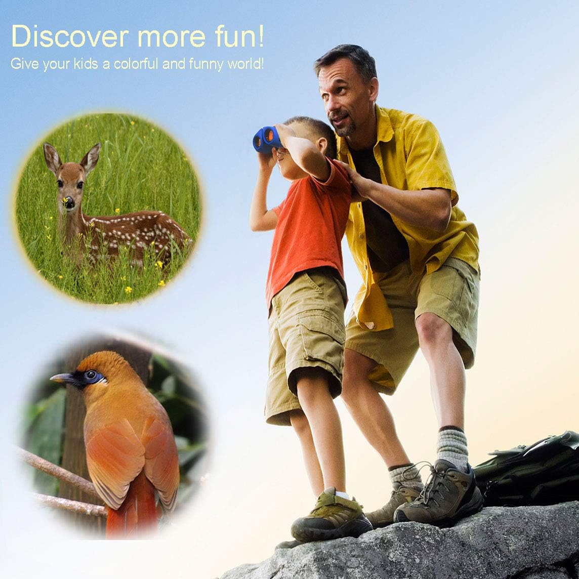 Toys for 4-5 Year Old Boys,YYhappy childhood 8 X 21 Kids Binoculars for Children,Compact Telescope Boys Gifts 4-8 Years Old to Bird Watching &Scenery(Yellow)