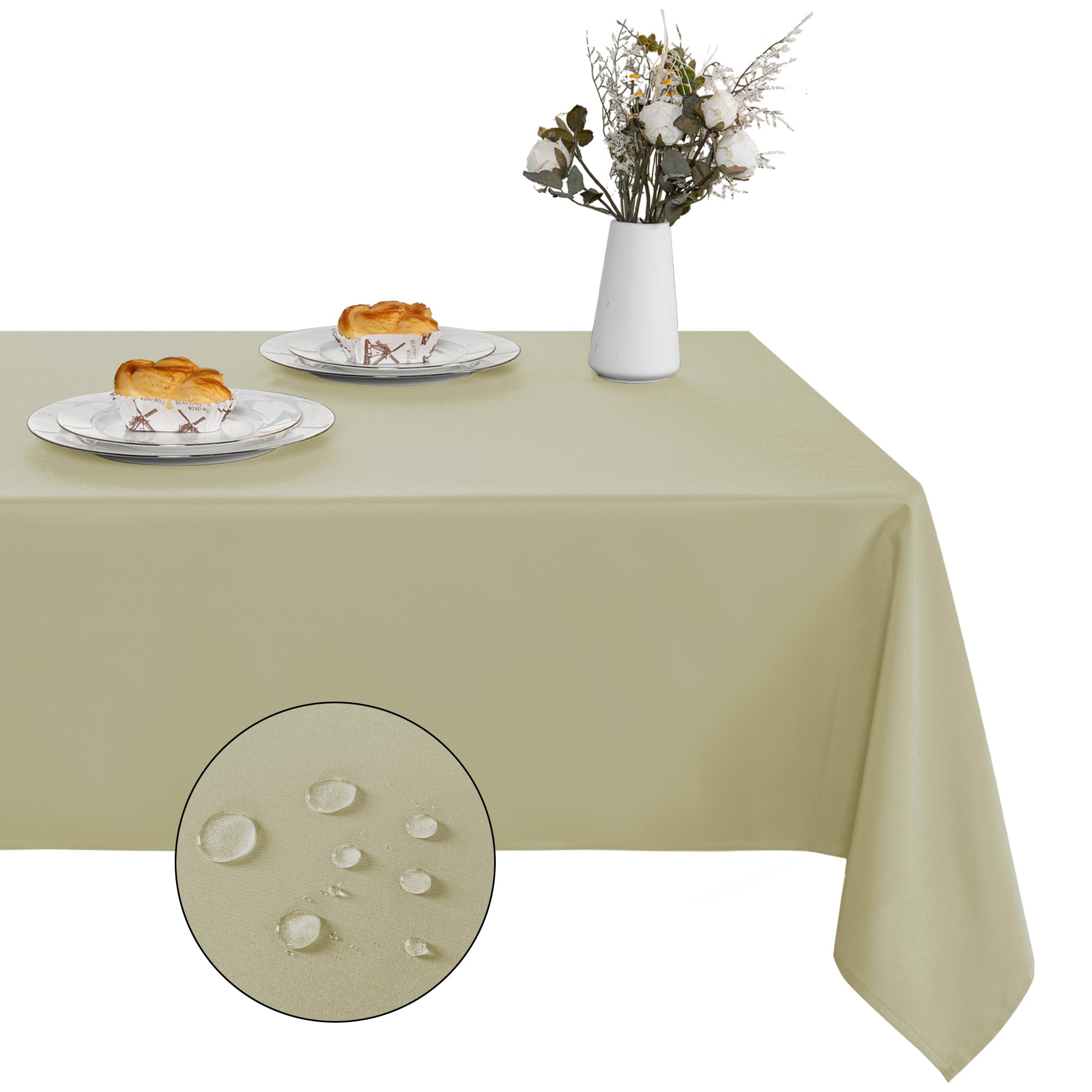 XWZO Tischdecke Wasserabweisend Gestreift, Lotus-Effekt, Grau 110x140 Cm, Polyester