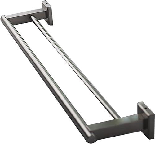 Toallero doble moderno de alta calidad con base cuadrada (24 pulgadas), acabado cepillado, hecho de acero inoxidable, resistente al agua y al óxido,