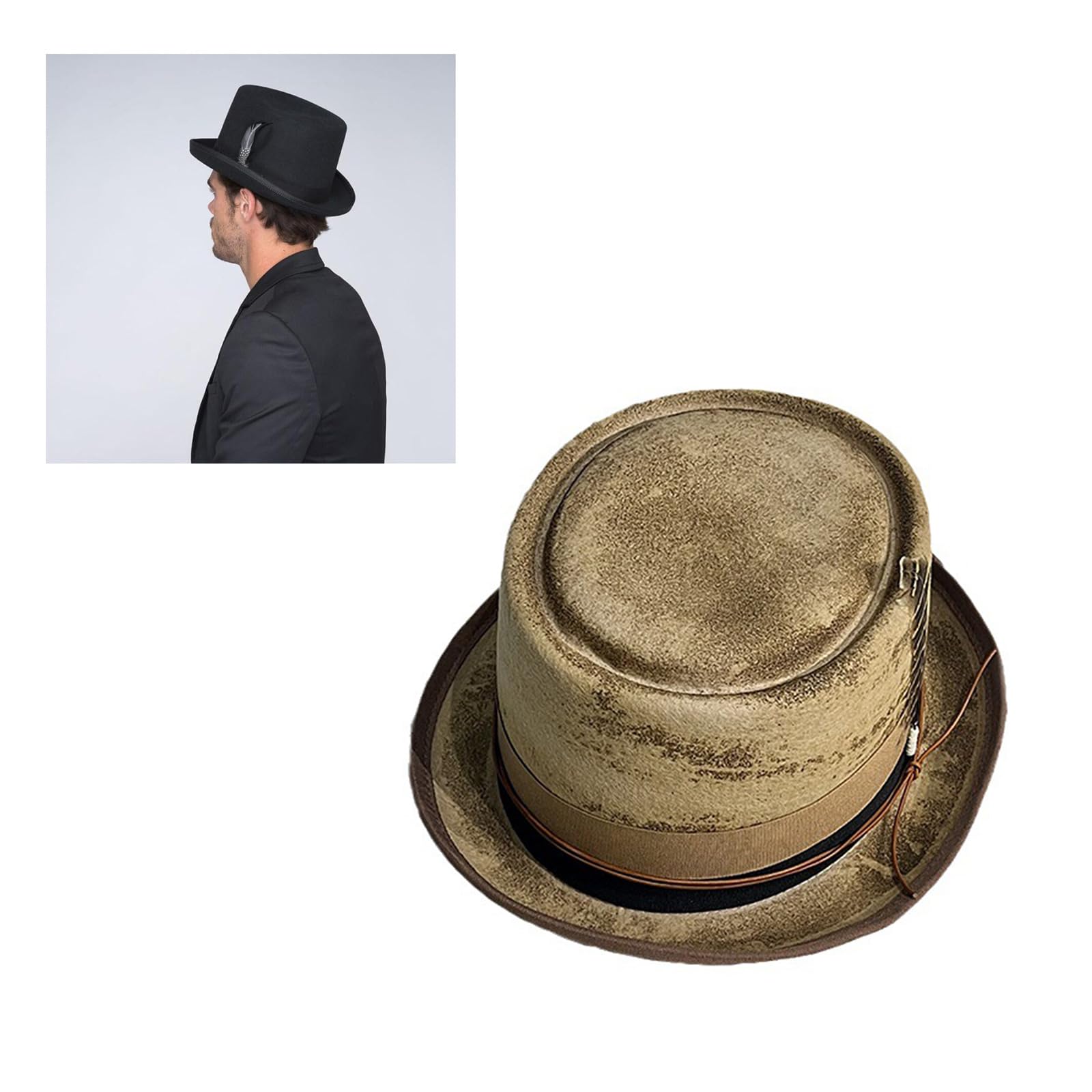 Elegante cappello in feltro britannico da donna per carnevale festival invecchiato con piuma Fedora Cap per uomini cappelli piatti da uomo a tesa corta