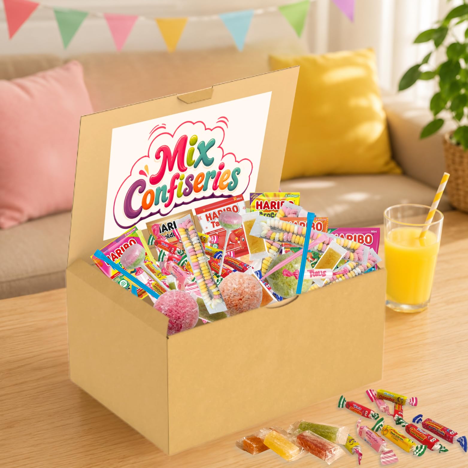Mix Confiseries 100 Pièces - Bonbons, Pâtes de Fruits, Boules Coco, Caramel