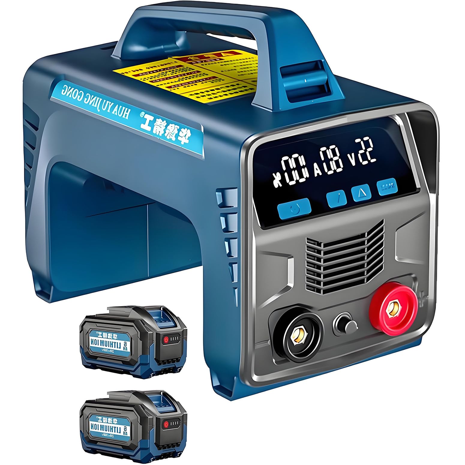 Bezprzewodowa Spawarka, Przenośna Zasilana Bateryjnie Spawarka MMA ARC 160a Gorący Start Arc Force Anti-Stick Cyfrowa Spawarka Inwertorowa IGBT, 26x24x16cm,2Batteri