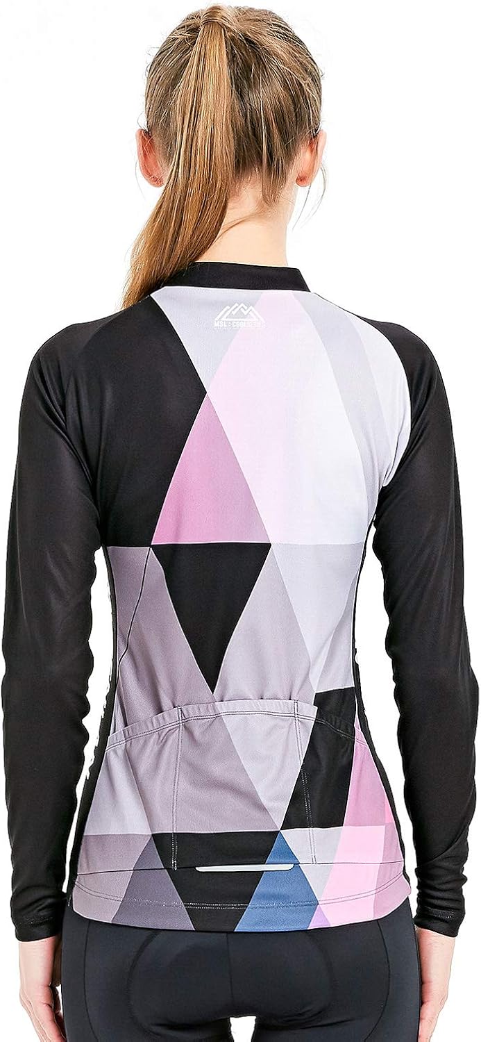 Mysenlan Women's Cycling Long Sleeve Breathable Jersey Set 3D Padded Long Pants Bike Shirt Bicycle Tights Clothing