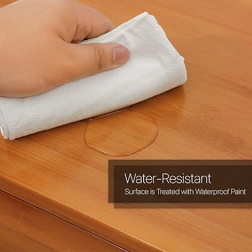 Miniatura 6 de MoNiBloom Gabinete de libros de 3 niveles con puertas acrílicas, soporte organizador de estante de exhibición de bambú para estudiantes infantiles,