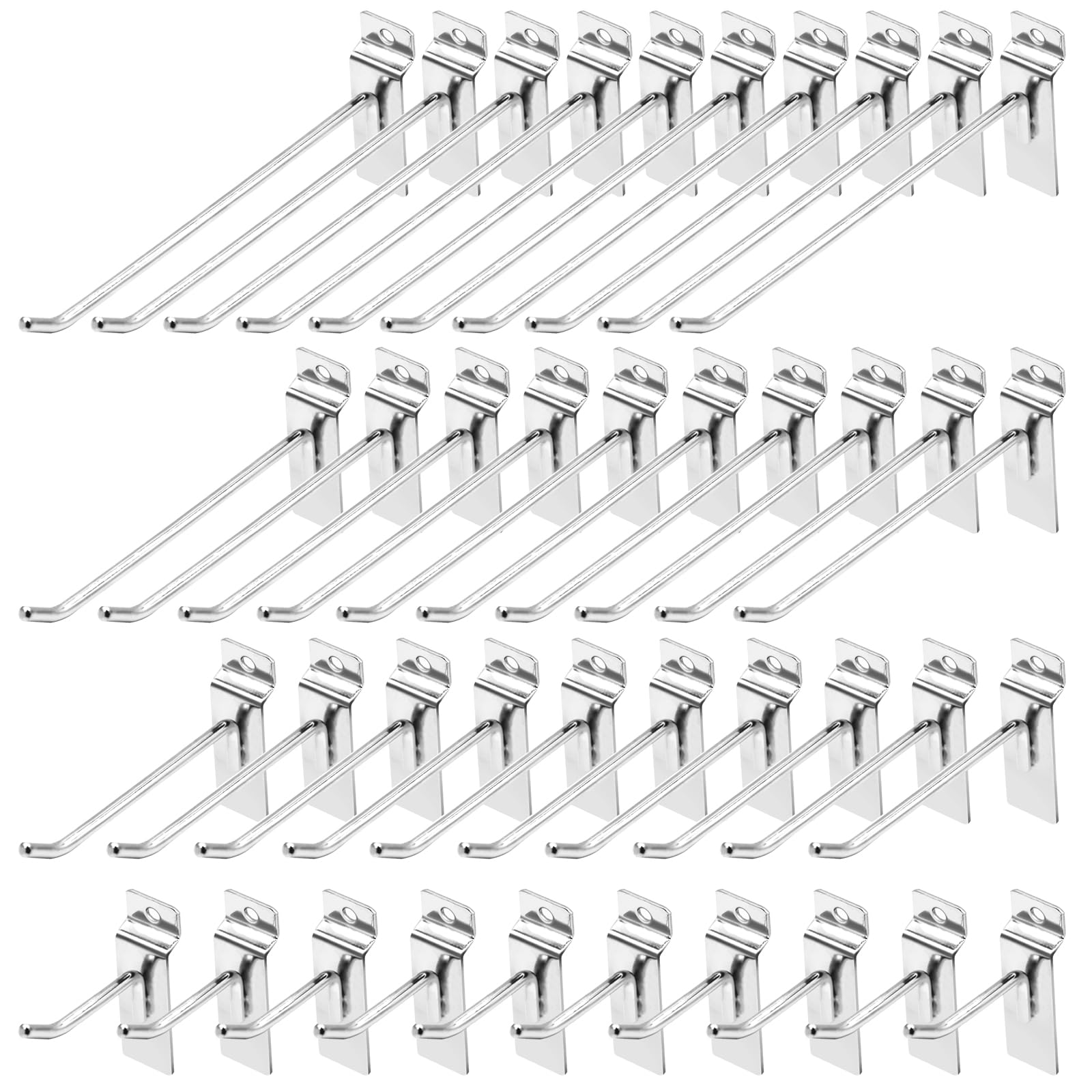 Yauhar 60Pcs 2/4/6/8 Inches Slatwall Hooks Assortment Set, Heavy Duty Metal Panel Display Slat Wall Hooks, Pegboard Gridwall Display Hangers for Garage Shop Retail Exhibition Organization (Black
