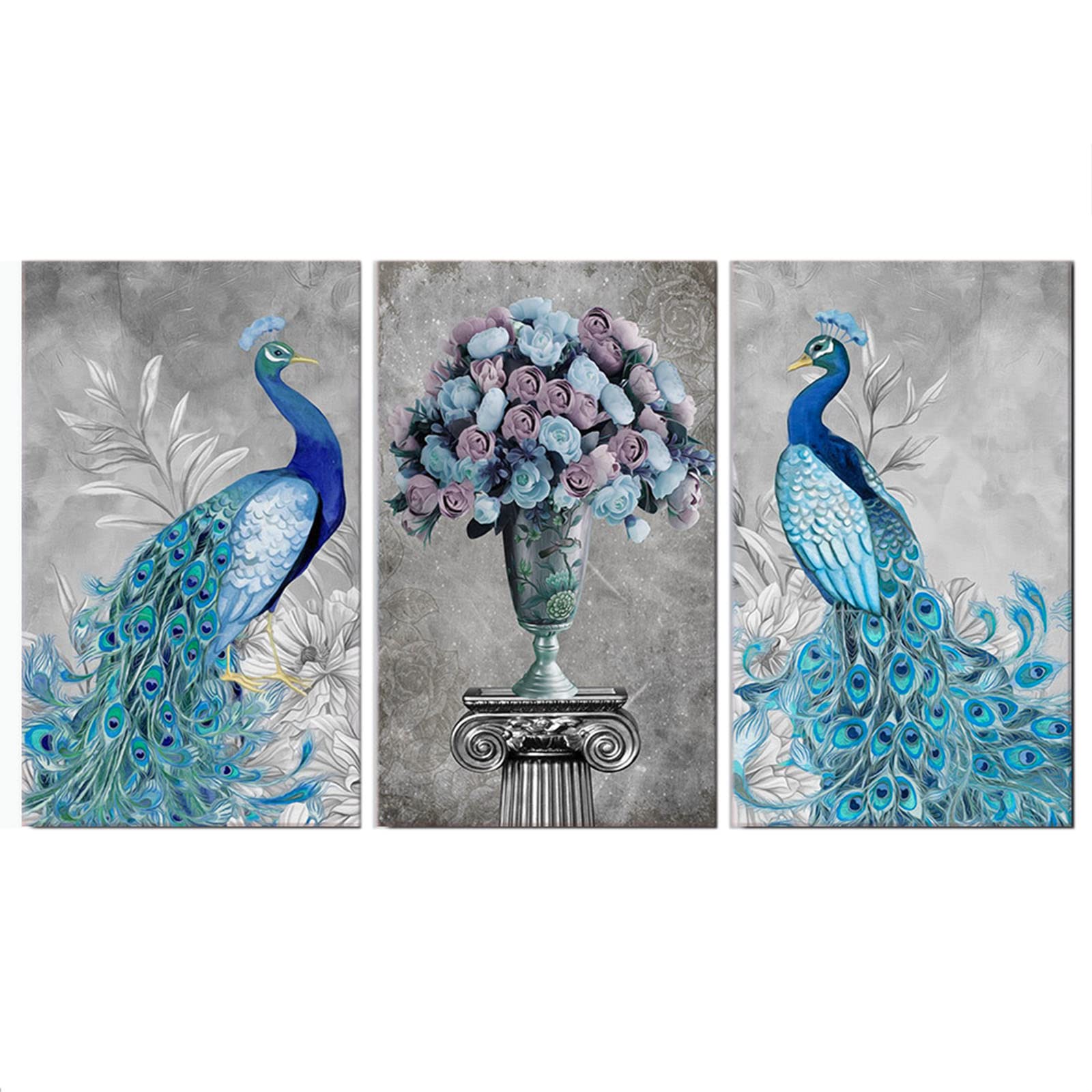 Juego de 3 impresiones artísticas de chinoiserie azul clásico, póster Juego de 3 impresiones artísticas de chinoiserie azul clásico, póster
