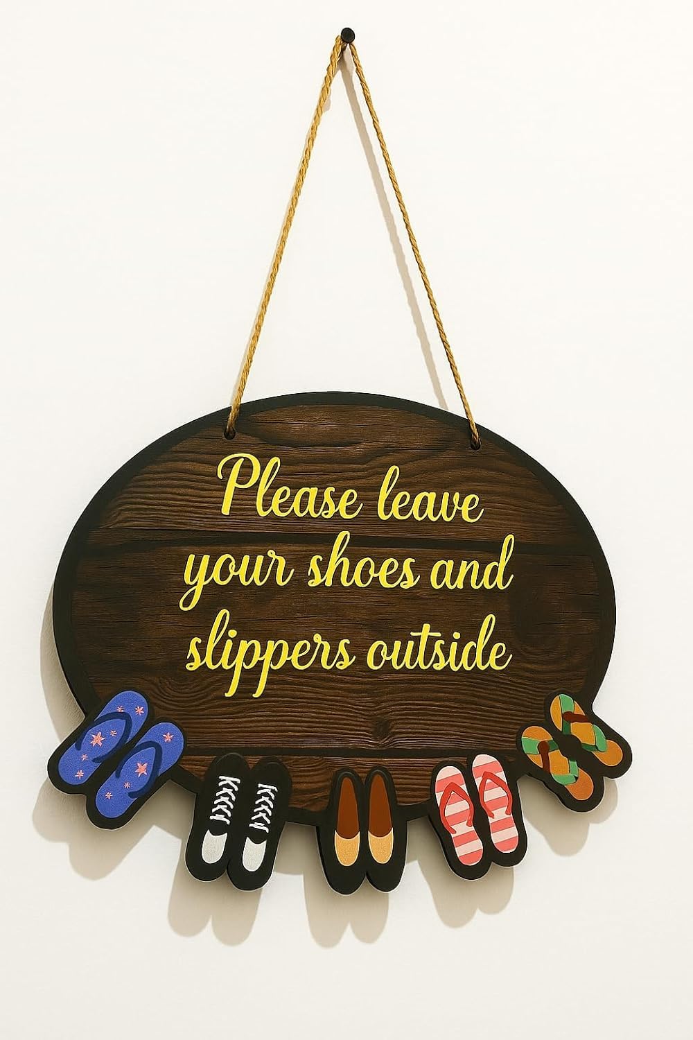 Please Remove Your Shoes Outside Door Hanging Sign Board for Home, Office & Shop Entrance, Wall & Door Decor, Durable Multicolor Sign-image-18