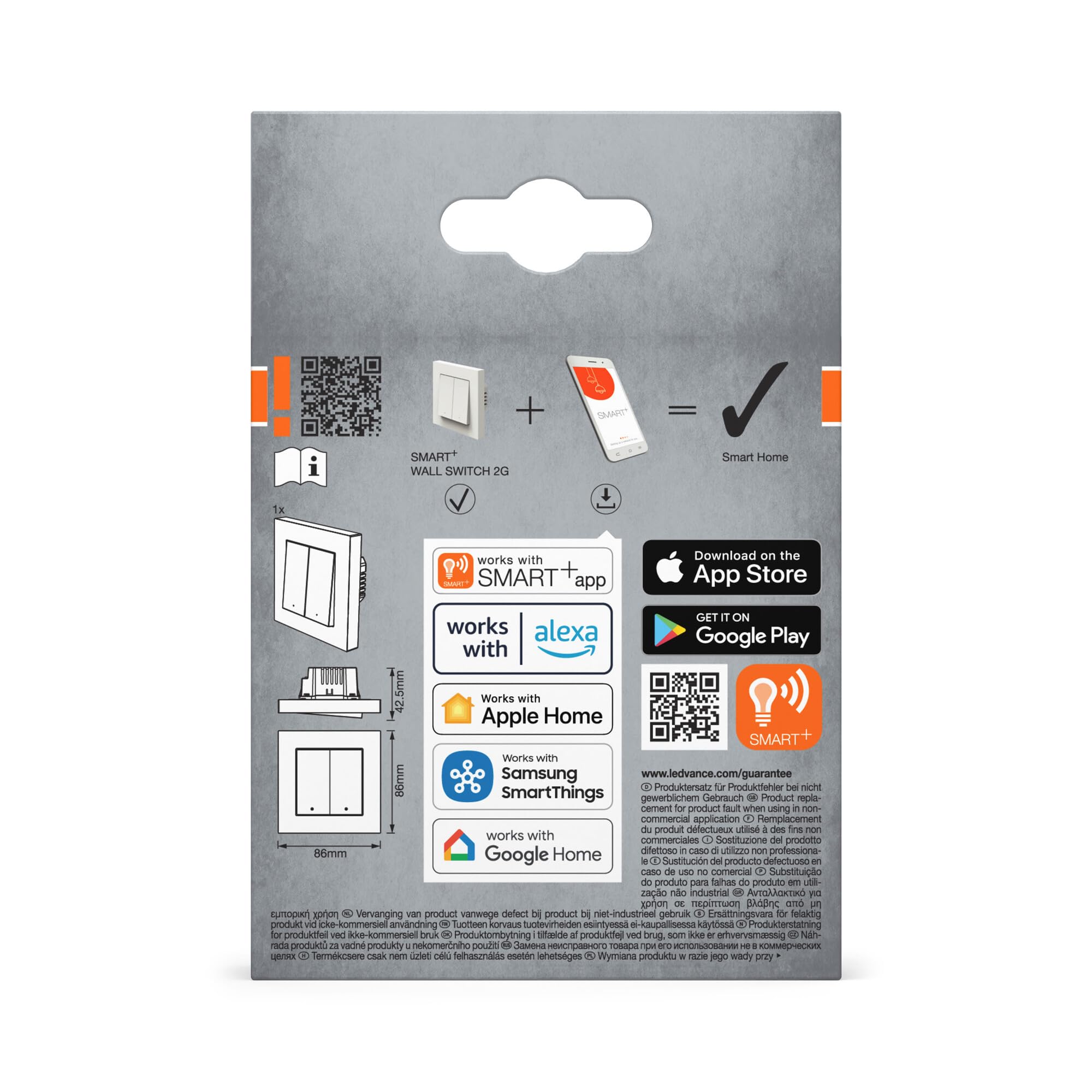 OSRAM Interrupteur mural SMART+ WiFi Matter, 2 canaux, 16AX, IP20, blanc, | SMART+ MATTER Wall Switch, Plugs, Blanc, , pack de 1
