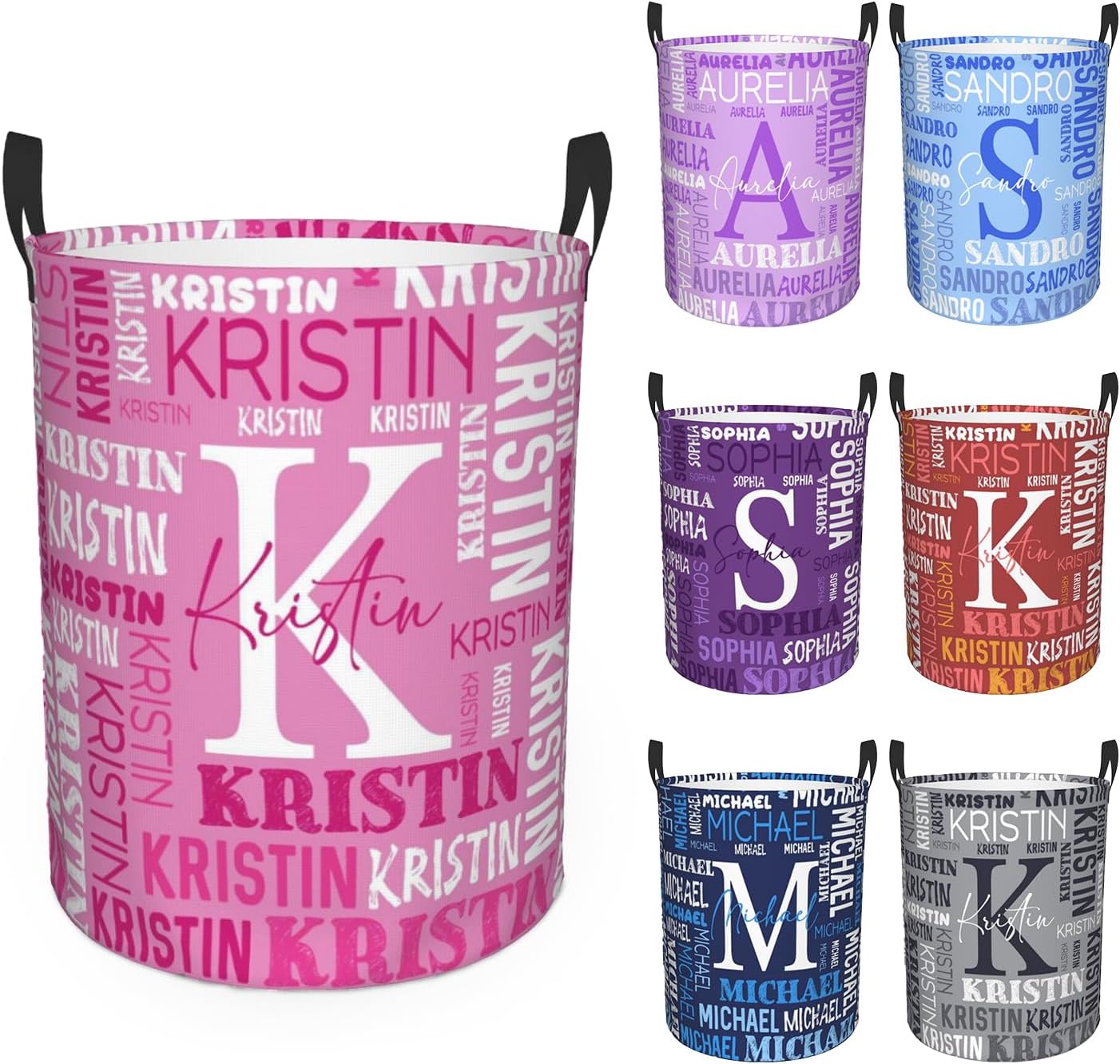 Custom Name Laundry Hamper, Personalized Laundry Basket with Name for Baby Boys Girls, Customized Collapsible Dirty Clothes Hamper Storage with Handles for Bedroom Bathroom Dorm Room Decor