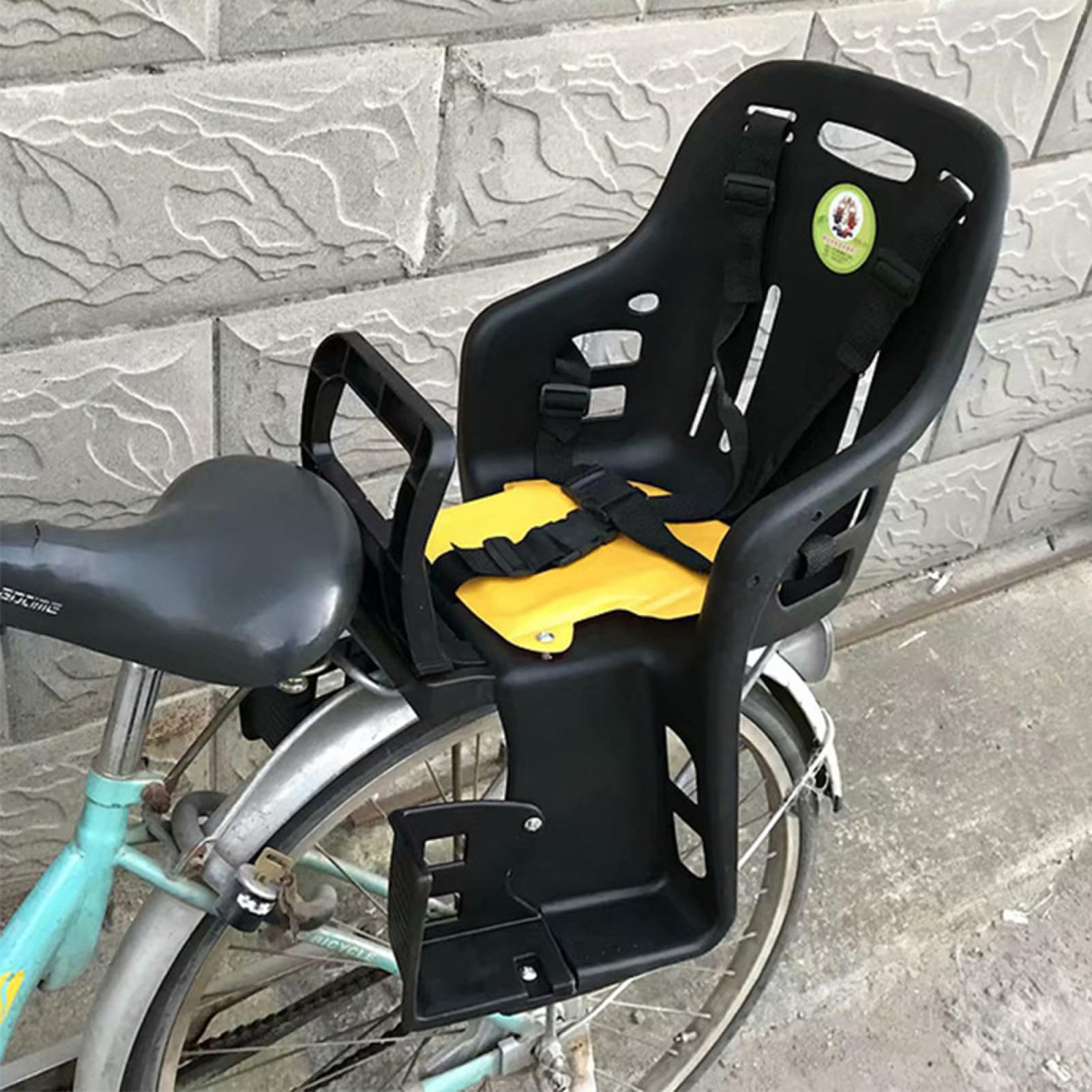 Seggiolino posteriore per bicicletta – Sedia di sicurezza per bambini, sistema di montaggio rapido, protezione sicura a tre punti, design con supporto poggiapiedi regolabile, soluzione comoda per