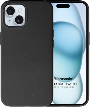 Microsonic Apple iPhone 15 i in K l f Metalist Leather Siyah [iPhone 15 ile Uyumlu K l f - Siyah]