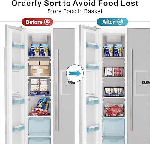 Miniatura 6 de iSPECLE Contenedores organizadores para congelador, paquete de 4 cestas organizadoras para congelador de 252627.428 pies cúbicos lado a lado con