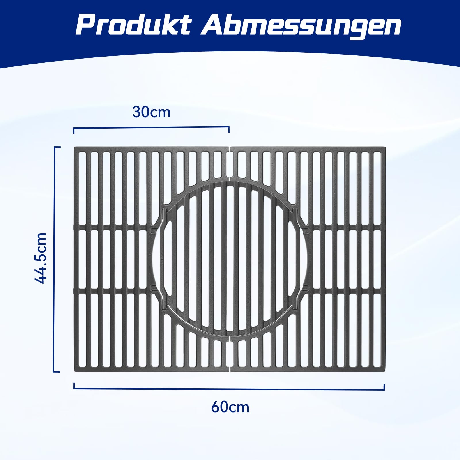 44,5CM Gusseisen Grillrost mit Abnehmbarem Rundem Zubehör für Weber Spirit I & II 300 Series, Spirit E/S 310 320 330, Spirit 700, Platinum B/C, Genesis 1000-3500, Gourmet BBQ Rost System 8847