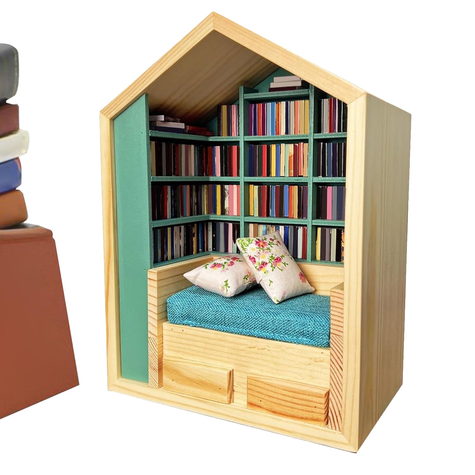 Stresowa Biblioteczka 200 Książek 2 Poduszki Miniaturowy Dom Dekoracja