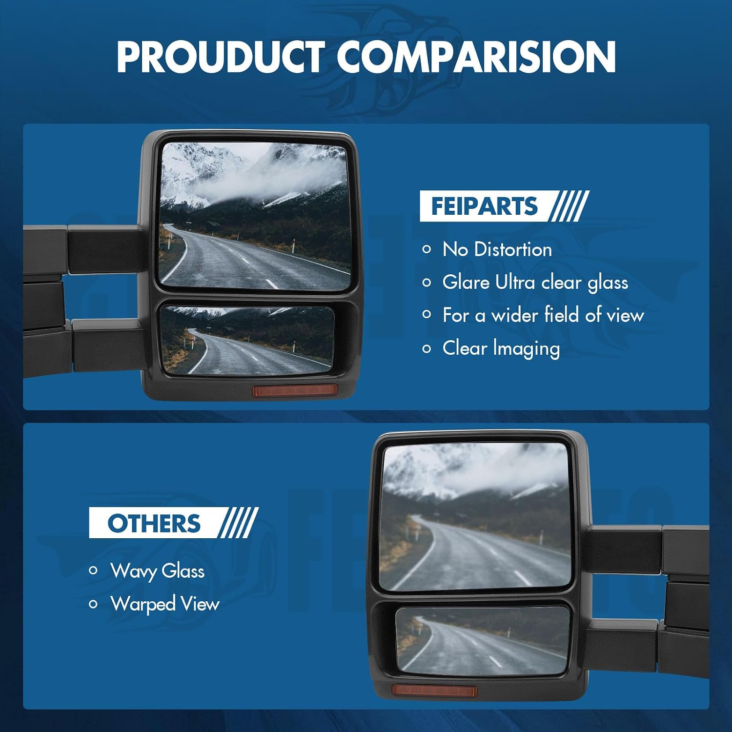 Tow Mirror Towing Mirror Fits for 2007-2014 for Ford for F-150 Pickup Truck Towing Mirror with Left Side Mirror Power Control Black Housing Heated Turn Signal Light Manual Telescoping