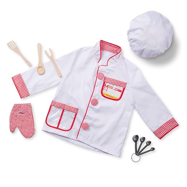 Foto 3 de 7 de Melissa & Doug Disfraz cocinero chef para niños y niñas, Traje de fiesta con accesorios, Juego de imitación