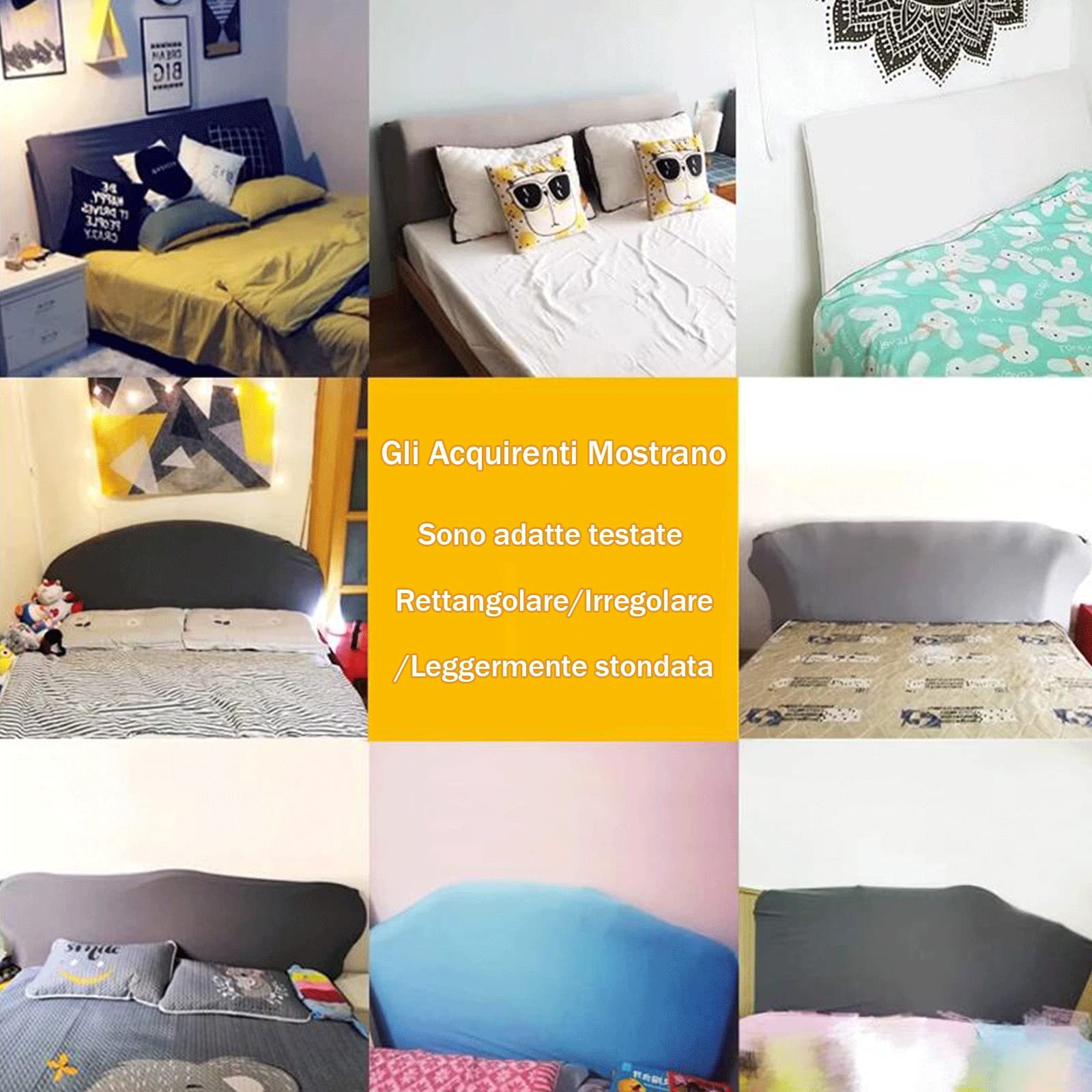 Elastica Copertura Per Testiera Per Letto Imbottito/Legno/Pelle Copri Testata Del Letto Matrimoniale Singolo Rettangolare/Leggermente Stondata Fodera Testiera Letto Prote(Lunghezza:180-200cm,Bianco)