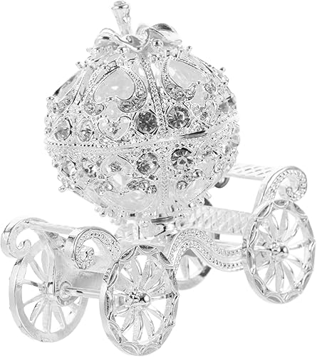 NUOBESTY Decoración de carruaje de calabaza, caja de joyería con bisagras, adornos de mesa de cristal, adornos de Halloween, Navidad, manualidades,