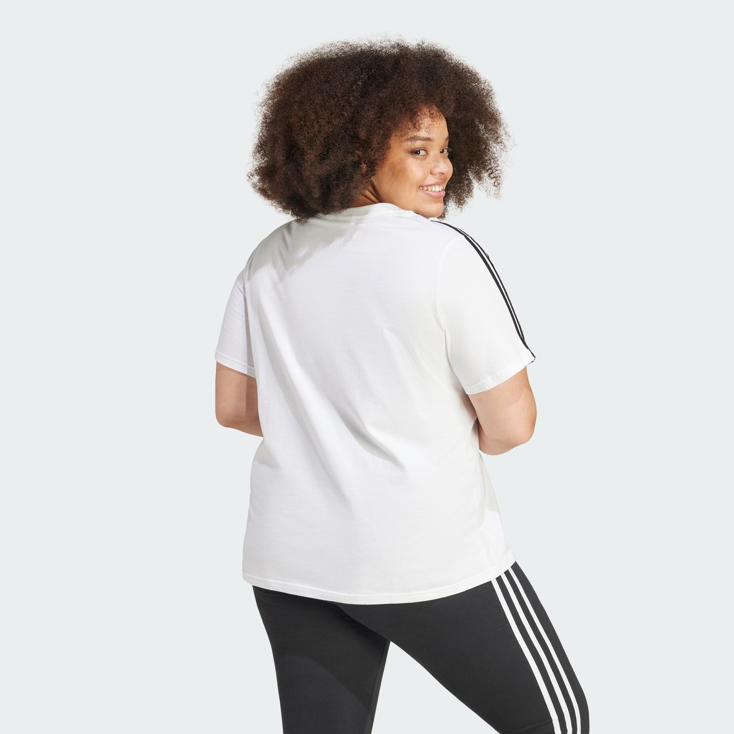 adidas Essentials Slim 3-Stripes tee (Plus Size) T-Shirt (Short Sleeve) Mujer